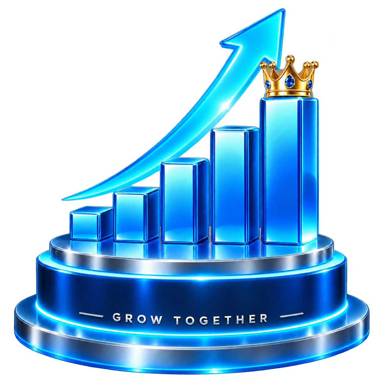 Blue growth chart crowned in gold on a Yeya.pro podium